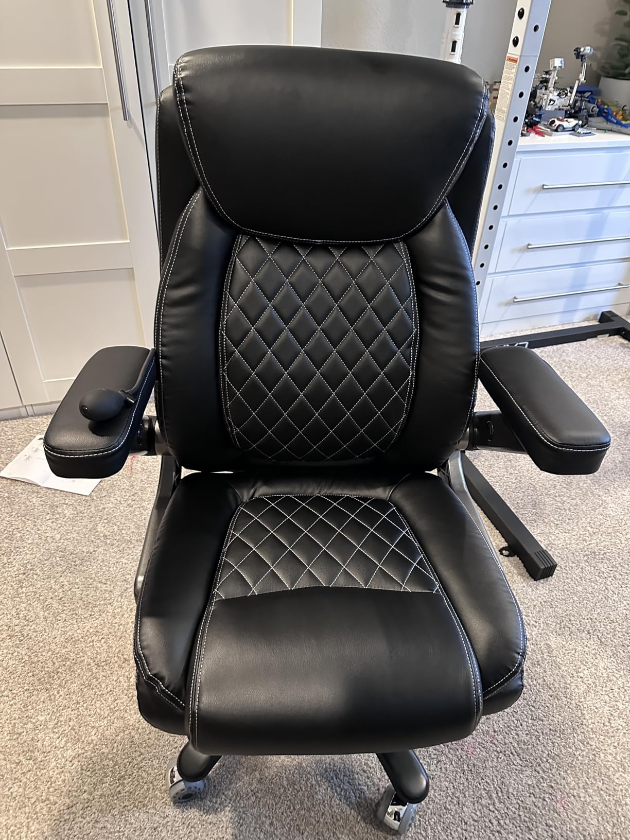 600LBS Large Heavy Duty Office Chair with 5D Flip Arms, Comfy Big and Tall Executive Office Desk Chair with Pocket Spring Cushion, High Back Computer Chair with Lumbar Support, Dual Rubber Wheel customer photo 1