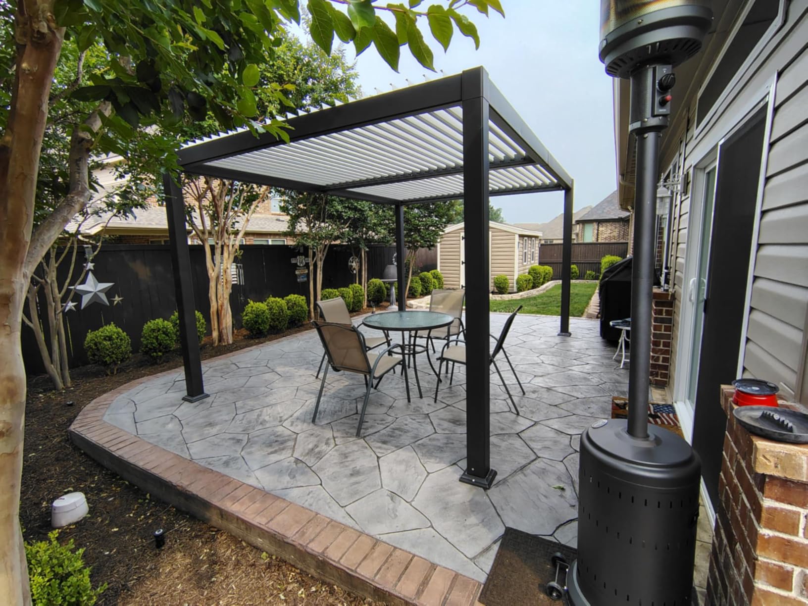 PURPLE LEAF Louvered Pergola 10' x 14' Outdoor Aluminum Pergola with White Adjustable Rainproof Roof Grey Frame Hardtop Gazebo for Patio Deck Garden customer photo 1