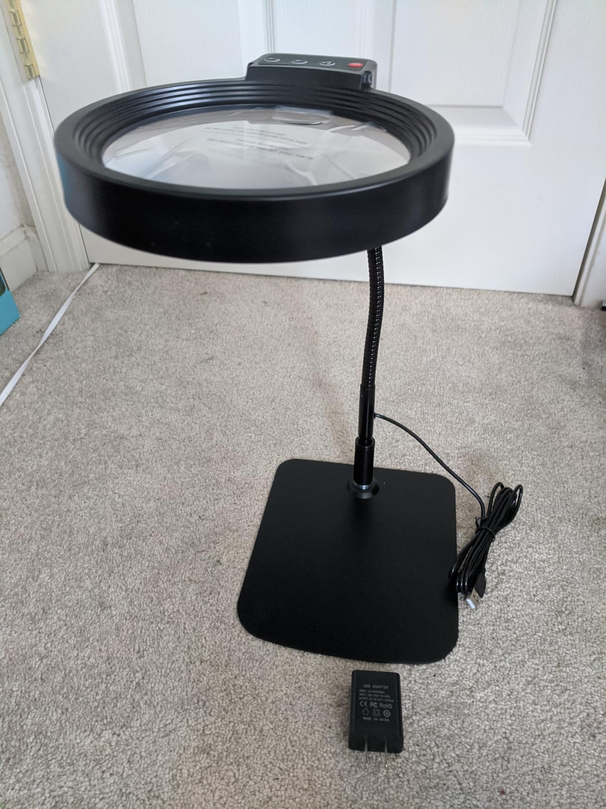 30X 10X Magnifying Glass with Light and Stand, 72 LED 3 Color Modes Stepless Dimmable, Hands Free Lighted Magnifier Desk Lamp for Close Work Craft Hobby Painting Sewing Jewelry Reading, Square customer photo 1