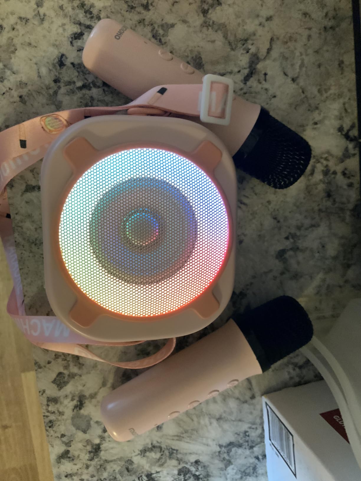 Karaoke Machine for Kids, Mini Portable Bluetooth Speaker with 2 Wireless Microphones and Party LED Lights for Girls Boys Family, Support USB/AUX/TF Card for Birthday Gifts Home Party customer photo 2
