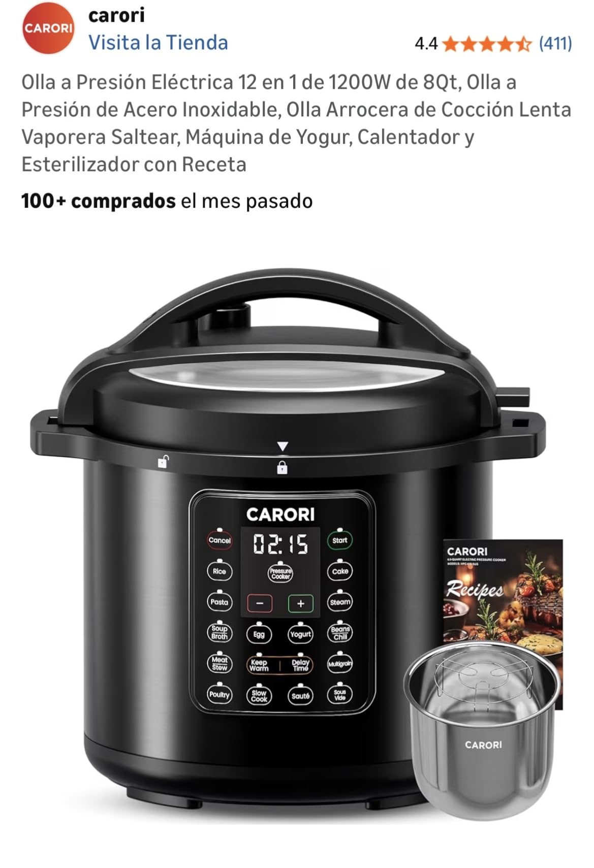 1200W 12-in-1 Electric Pressure Cooker 8Qt, Stainless Steel Pressure Cooker, Slow Cook Rice Cooker Steamer Sauté, Yogurt Maker, Warmer & Sterilizer with Recipe, Safer Venting Design, Black customer photo 1