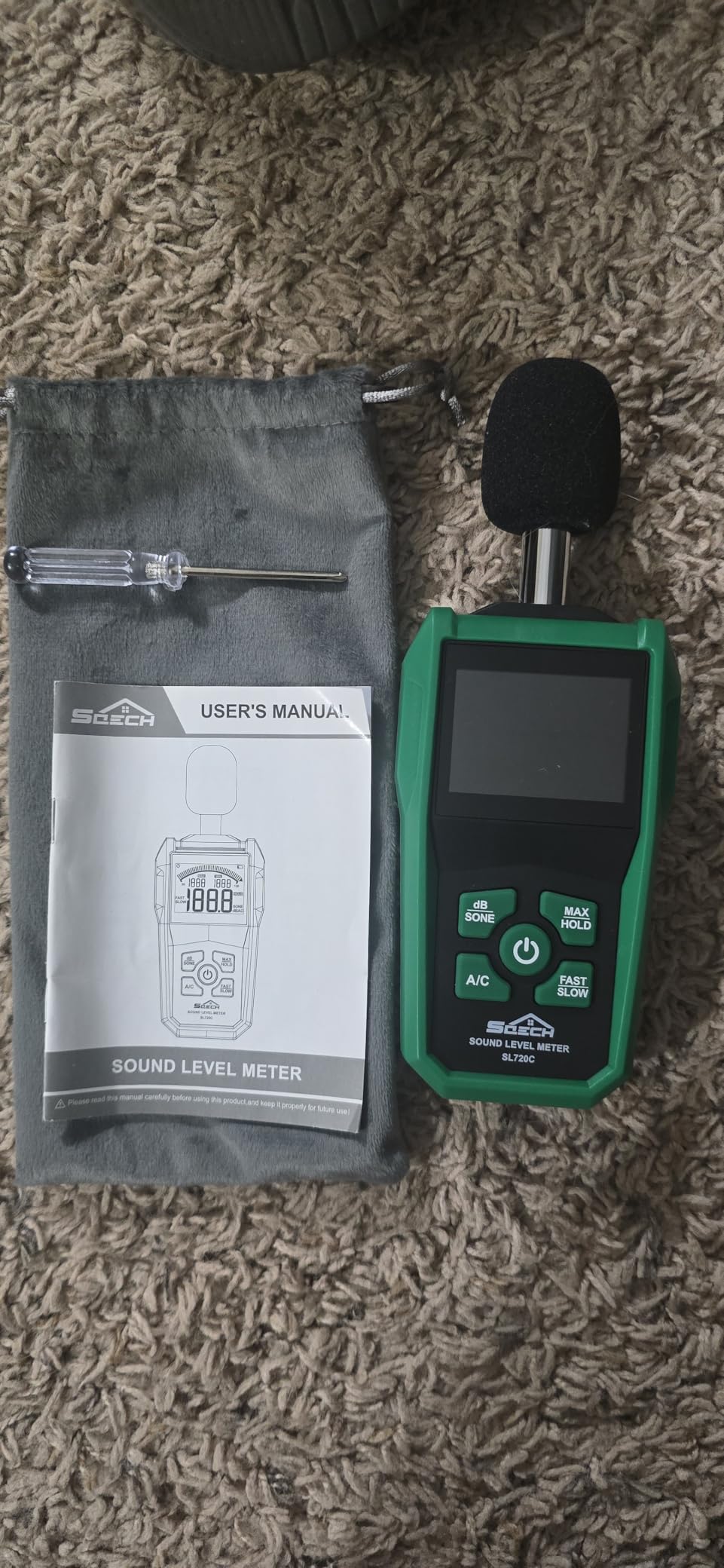 SQECH Decibel Meter, Digital Sound Level Meter with LCD Color Screen,Portable SPL Meter Range 30-130dB with A/C Weighted,MAX/MIN,Data Hold,dB/SONE Unit,FAST/SLOW Response,for Home/Office/Factories customer photo 2