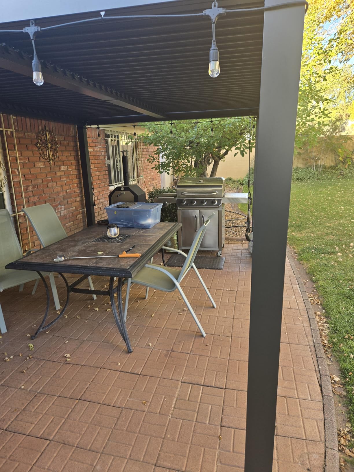 10'x 13' Patio Louvered Pergola Canopy Modern Aluminum Pergola with Adjustable Roof Rainproof Gazebo for Outdoor BBQ Deck Yard Lawn and Garden Deep Grey Hardtop Gazebo customer photo 1