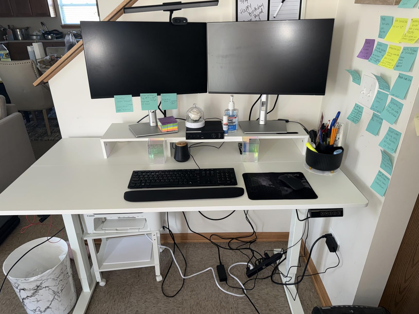 DEVAISE 48 Inch Electric Standing Desk, 3 Adjustable Height Stand up Desk for Home Office, Ergonomic Sit to Stand Desk with LED Touchscreen, Headphone Hook, 3 Memory Preset Computer Desk (Maple) customer photo 2