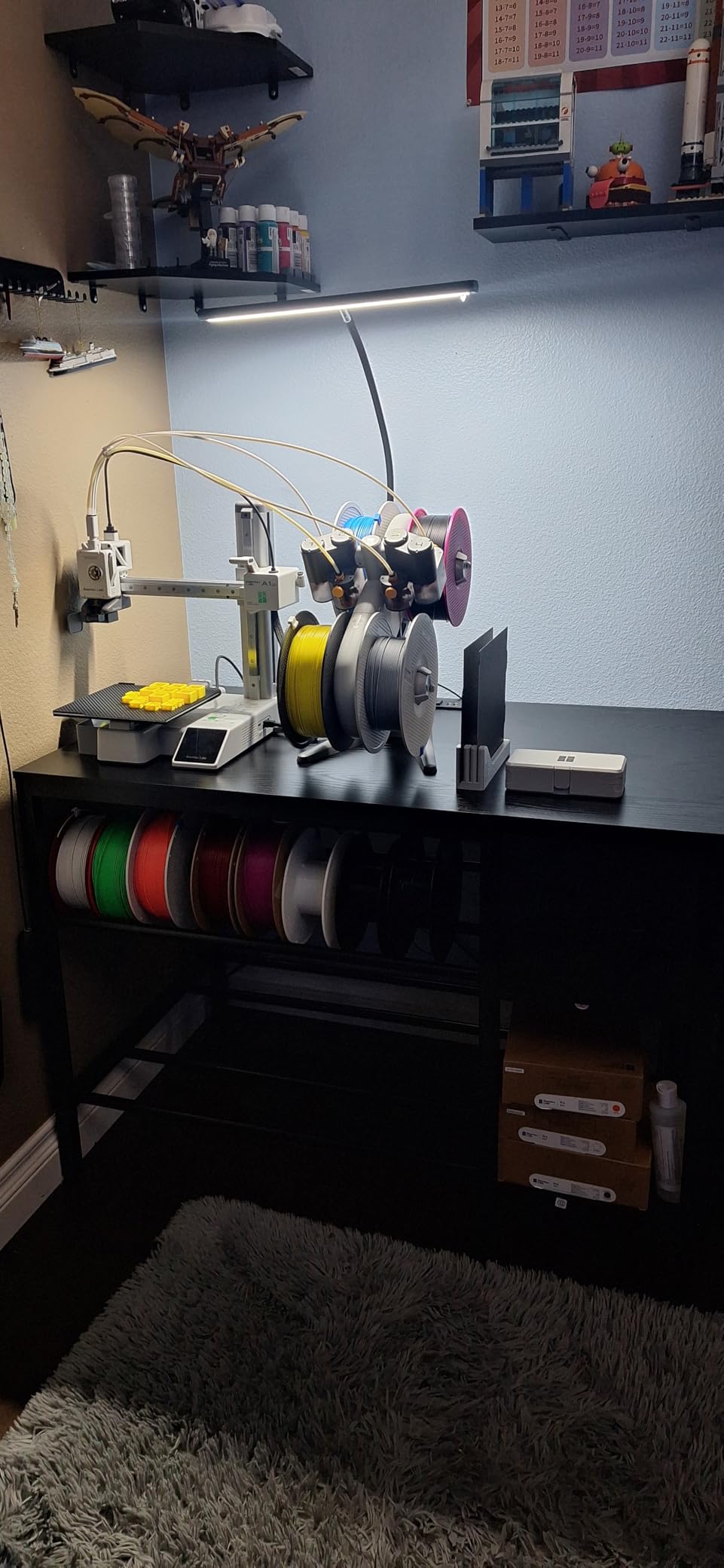 3D Printer Table with Filaments Storage - 3D Printer Stand Filament Storage Rack Heavy Duty 3D Print Desk with Drawer for Workshop Studio Office (Black) customer photo 1