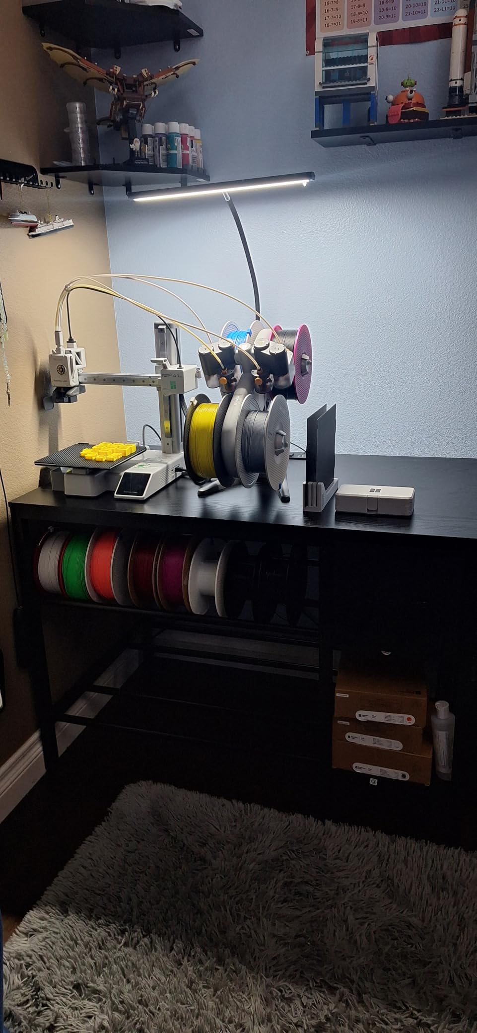 3D Printer Table with Filaments Storage - 3D Printer Stand Filament Storage Rack Heavy Duty 3D Print Desk with Drawer for Workshop Studio Office (Black) customer photo 2