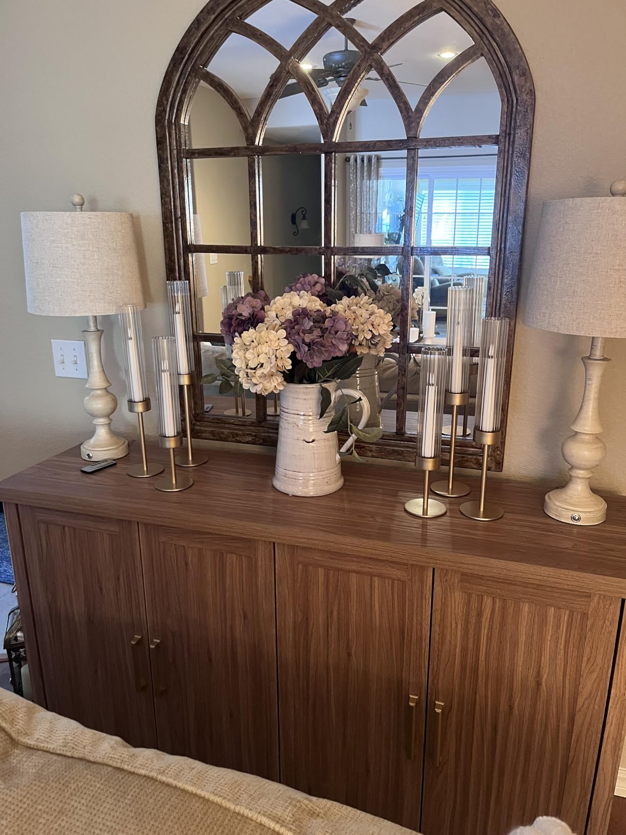 Fluted Buffet Cabinet with Storage Accent Sideboard, Modern Credenza with 4 Doors & Adjustable Shelves, Wood Coffee Bar Table Console for Dining Room Kitchen Living Room Entryway, Natural Oak customer photo 2