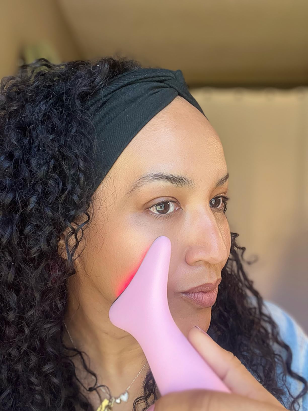 REVO Genie | 3-in-1 Face & Neck Beauty Massager with Heat, 3 Light Therapies, Smart Vibration | Red Light, Blue Light, Green Light Therapy for Smooth Glowing Skin customer photo 2
