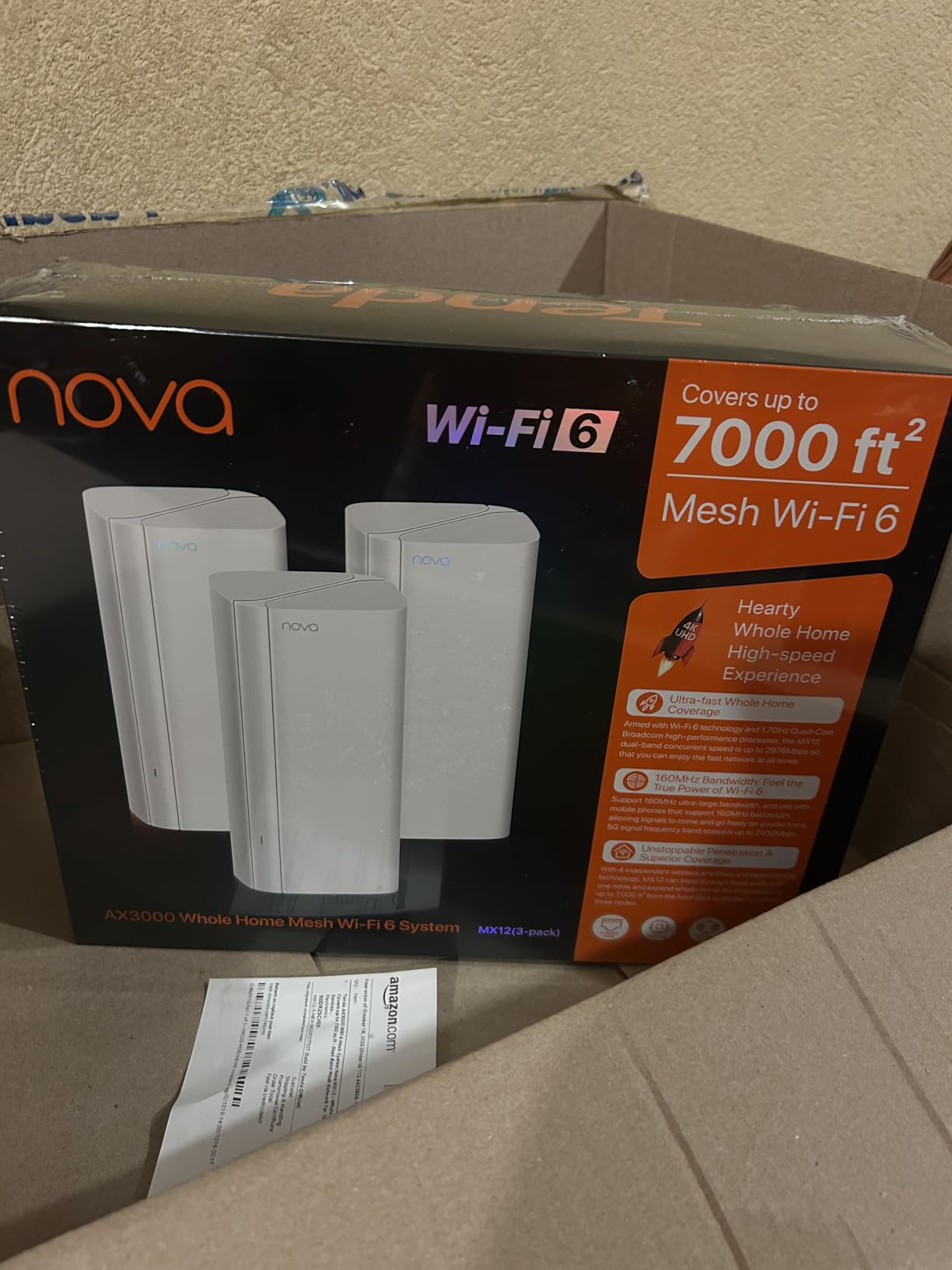 Tenda AX3000 WiFi 6 Mesh System Nova MX12- Whole Home Mesh WiFi Coverage up to 7,000 sq. ft., Dual-Band WiFi Mesh Network for 160+ Devices, Fast & Stable, Replaces Wireless Router (3-Pack) customer photo 1