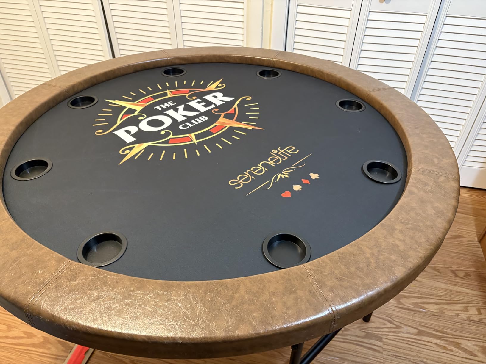 SereneLife 8 Player Foldable Poker Table, 71 inch Portable Casino Table for Texas Hold'em w/Cushioned Rail & Cup Holders, Folding Game & Card Table customer photo 1
