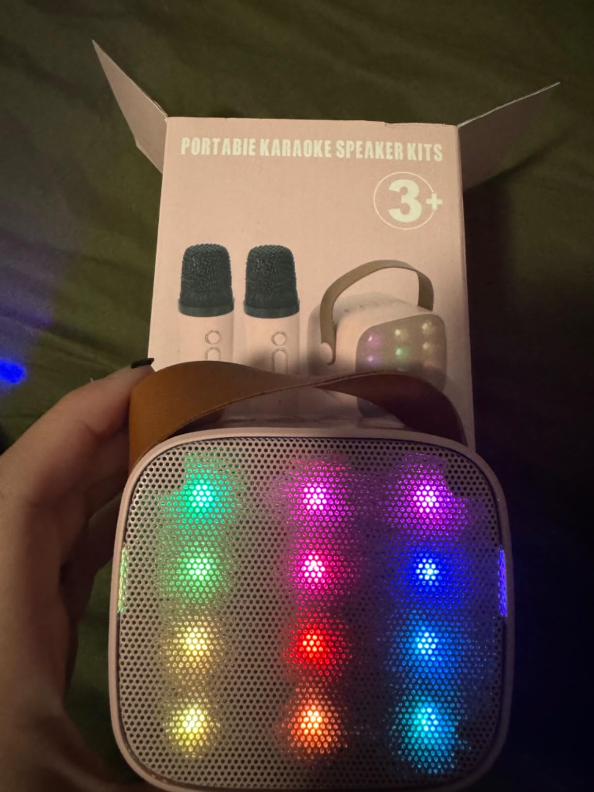 Karaoke Machine for Kids Adults, Portable Bluetooth Mini Karaoke Microphone Speaker with 2 Mic and Light, Birthday Gifts for Girls Ages 3+ Family Home Party, Blue customer photo 2