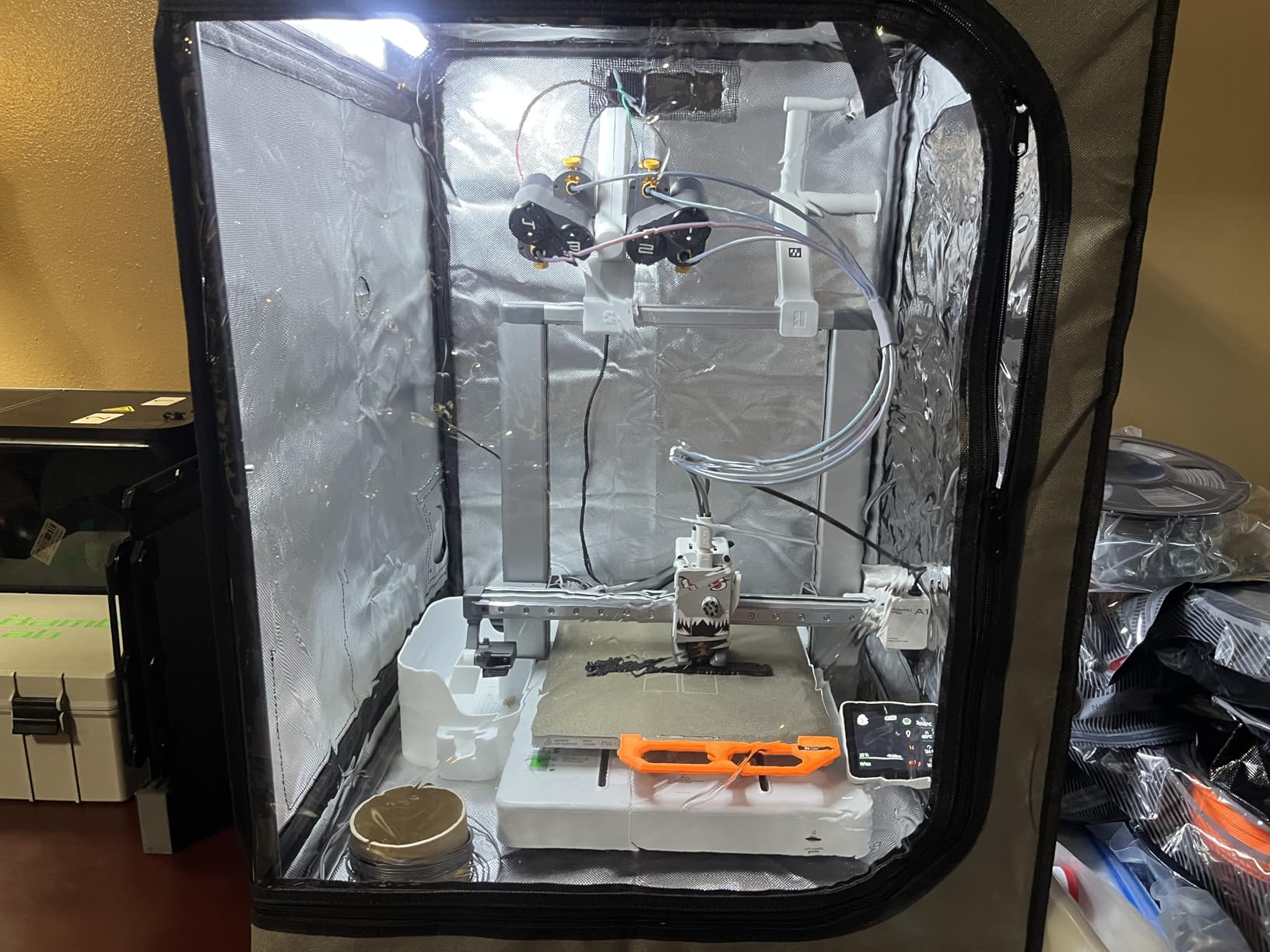 3D Printer Enclosure with Ventilation for Bambu Lab A1 Combo,Large Size Fireproof&Dustproof Enclosure,Noise Reduction,Constant Temperature 3D Printer Cover with LED Lighting System-32.5x23x23inch customer photo 1