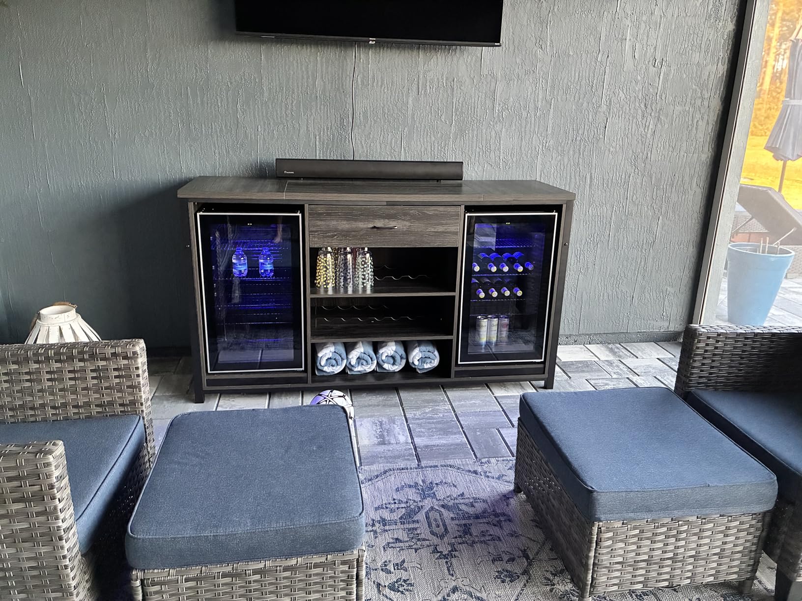 Antarctic Star Wine Cooler, Beverage Refrigerator,16 Bottle 68 Can Freestanding Wine Cellar Front Glass Door for Home and Bar, Digital Temp Control, Blue LED customer photo 1