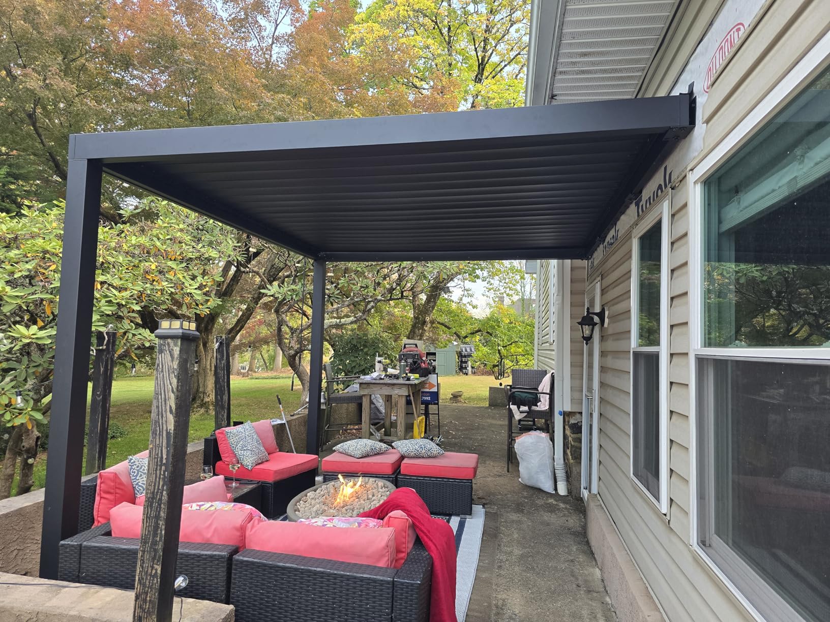 Backyard Discovery Evanston 20'x10' Galvanized Steel Wall-Mounted Louvered Pergola Kit with Adjustable Roof, Shade, Rain Protection, High-Wind Rating, PowerPort, Gutter System for Outdoor Patio, Deck customer photo 1