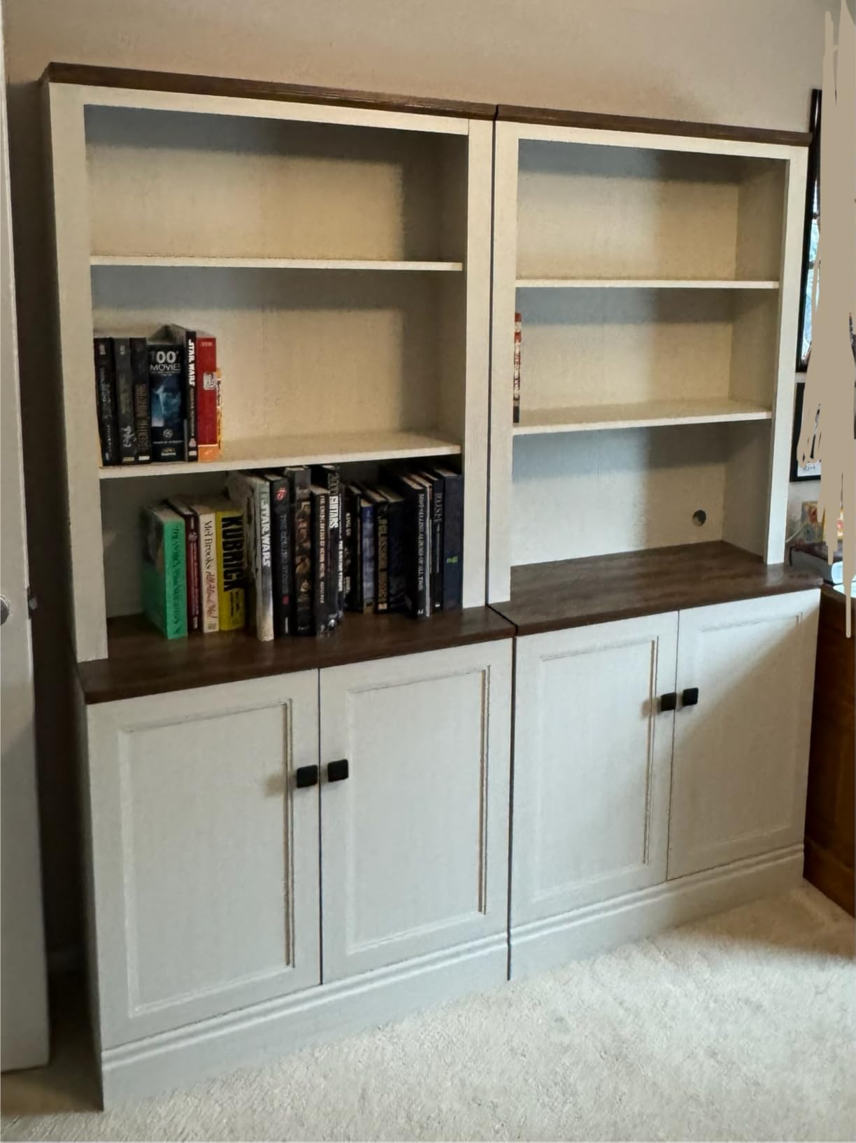 72 in Tall Bookshelf 5 Tier Bookcase with Adjustable Shelves, Antique White Book Shelf with Storage Cabinet, Wood Freestanding Display Bookshelves for Home Office, Bedroom, Living Room customer photo 2