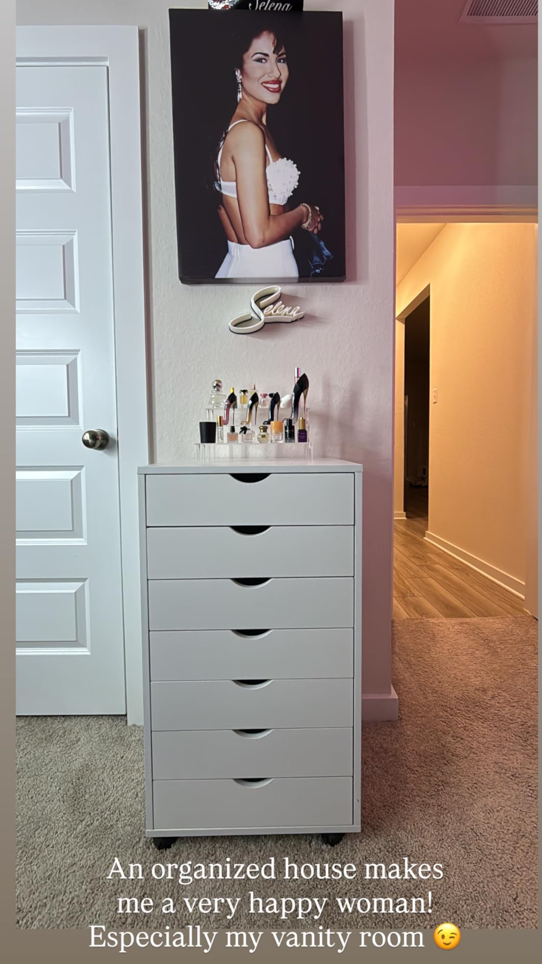 OLIXIS 7 Drawer Mobile File Cabinet Under Desk Storage Organization with Wheels Vertical Filing Chest Rolling Wood Small Desk Printer Stand for Home Office, 15.75