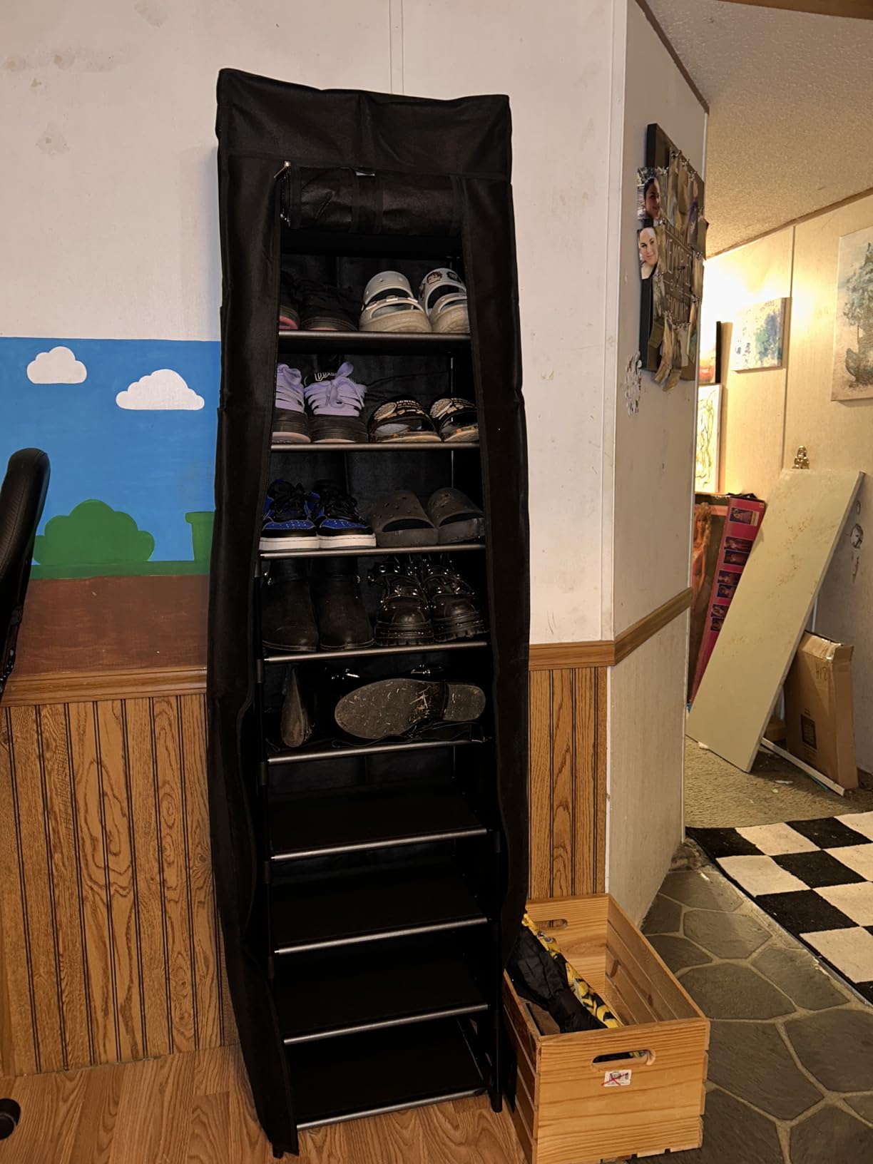 Kitsure Shoe Rack - 10-Tier Large Capacity Shoe Organizer Shelf with Dust Cover & Side Pockets, Rust-Proof Metal Shoe Rack for Closet, Entrance, Living Room, 17.5