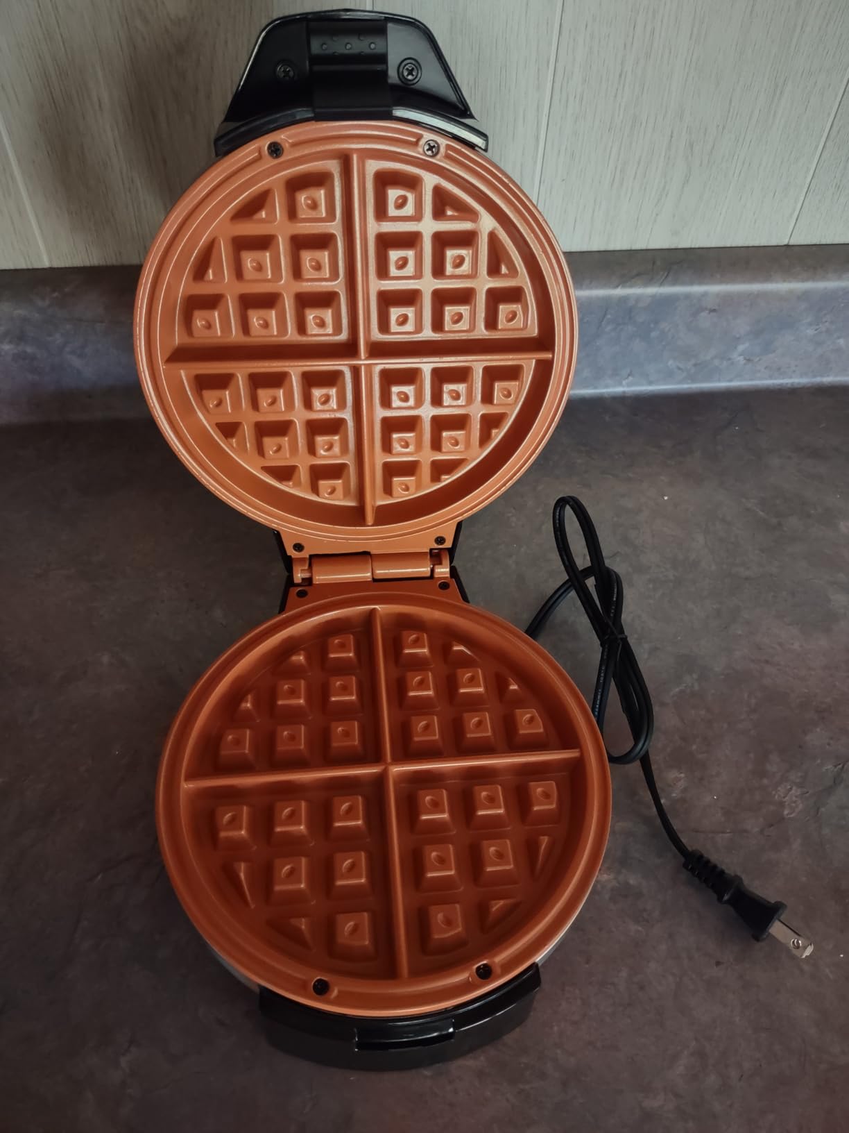 Gourmia Belgian Waffle Maker - Compact Design with Upright Storage, Adjustable Browning, and Easy-Clean Nonstick Ceramic Plates, Stainless Steel customer photo 2