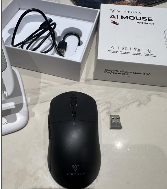 Virtusx Jethro AI Mouse - Voice & Audio Recorder for Lecture & Meeting, Centralized Software with Voice Typing, Writing Tools, Transcribe, Translate & Summarize, Wireless Mouse for Computer, Laptop customer photo 1