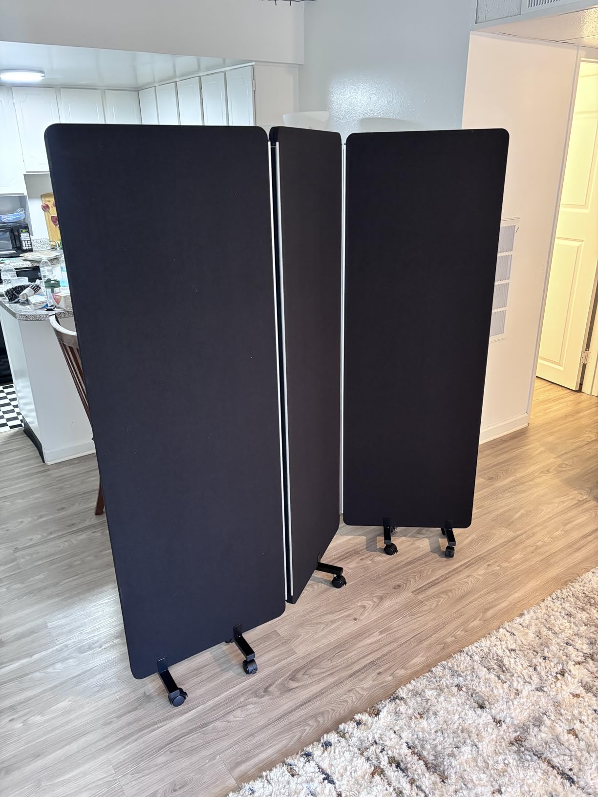 Sound Proof Dividers w/Wheels, Portable Office Wall Divider for Room Partition, Soundproof Room Divider Privacy Panel (Dark, 3 Panel) customer photo 1