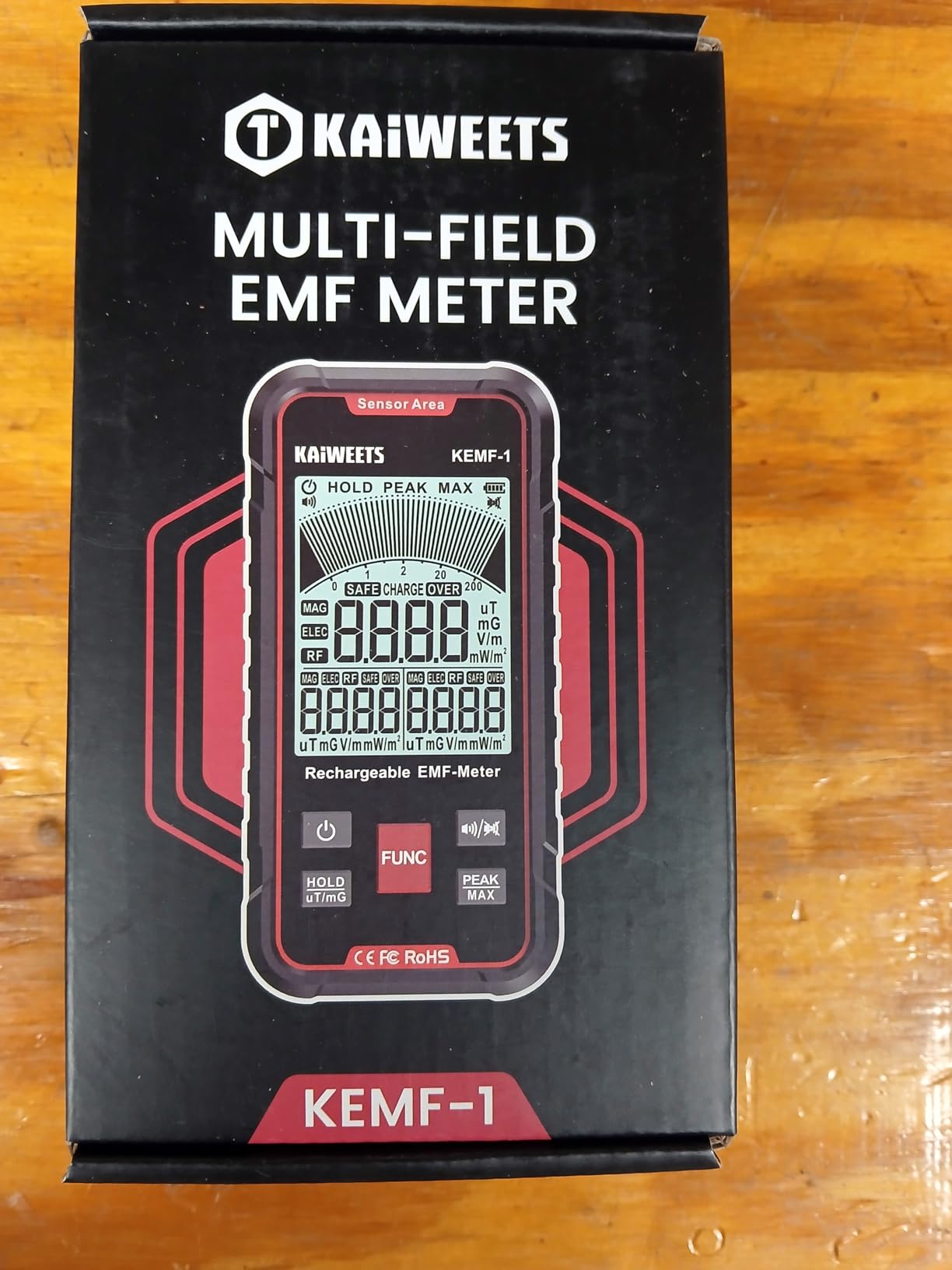 KAIWEETS EMF Detector, 3-in-1 Handheld EMF Meter Detects EF, RF, MF, WiFi Signal, Rechargeable Radiation Detector with 3 Color Backlight and Sound Alarm, Suitable for Home, Office, Ghost Hunting customer photo 2