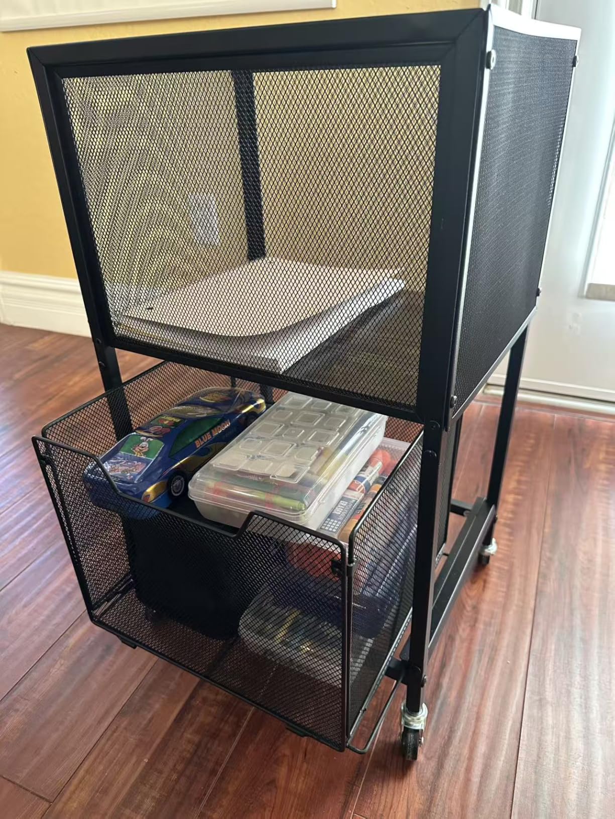 Rolling File Cabinet with Adjustable Dividers, Mobile Filing Cabinet with 2 Storage Drawers on Lockable Wheels, Hanging File Organizer Beside Under Desk for Office, Home customer photo 1