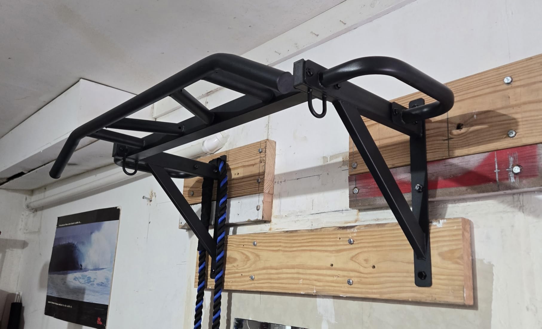 Heavy Duty Pull Up Bar with 14 Grip Positions, Strength Training Pull-Up Bars for Home Gym, Wall Mounted, Joist Mounted Chin Up Bar with Reinforced Thick Metal Construction - Supports 600 lbs for Full-Body Workouts customer photo 1
