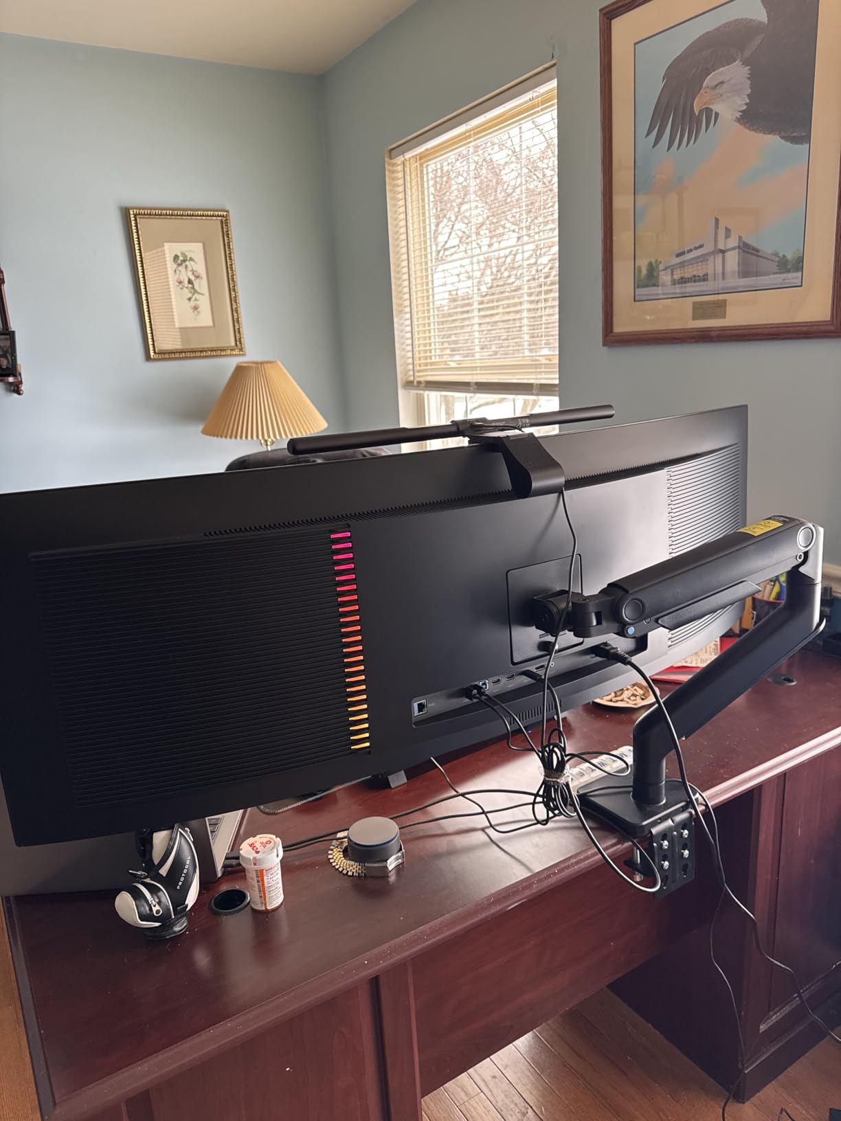 VIVO Heavy Duty Aluminum Ultrawide Monitor Tension Arm for up to 49 inch Screens, Holds 44 lbs, Premium Desk Mount Stand Designed for Samsung Odyssey G9 and More customer photo 1