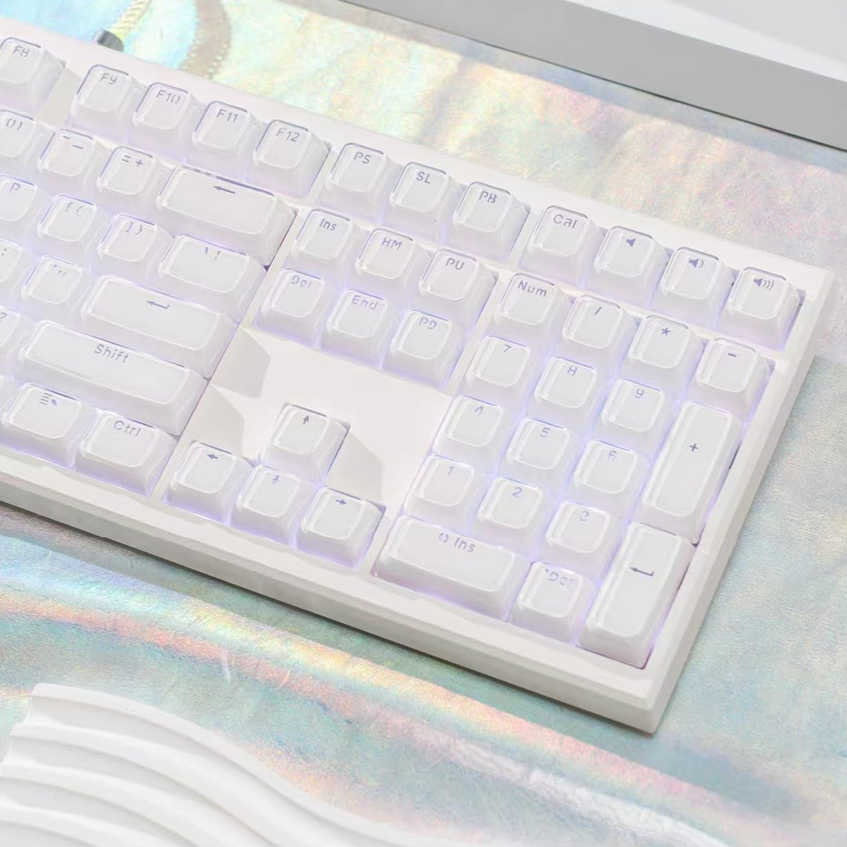 GMK108 Barebones Mechanical Keyboard Kit,VIA Programmable Gasket Mounted BT5.0/2.4GHz/Type-C Tri-Mode Wired Hot-Swap RGB Backlit Full Size Custom PCB DIY Mechanical Keyboard Kit(White) customer photo 1