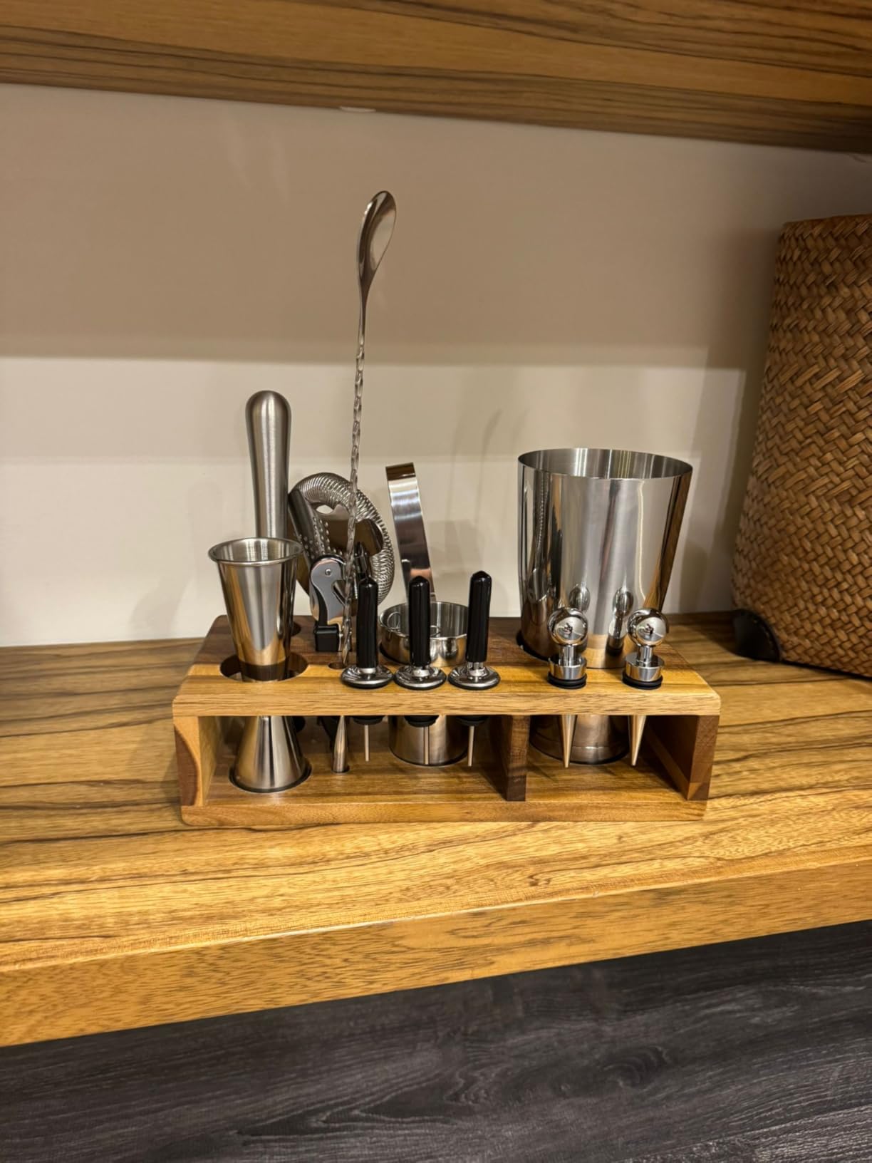 Barillio Bartender Kit - 23-Piece Stainless-Steel Cocktail Shaker Set with Premium Acacia Stand | Martini Barware Mixing Tools for Home Bartending | Gift Set customer photo 1