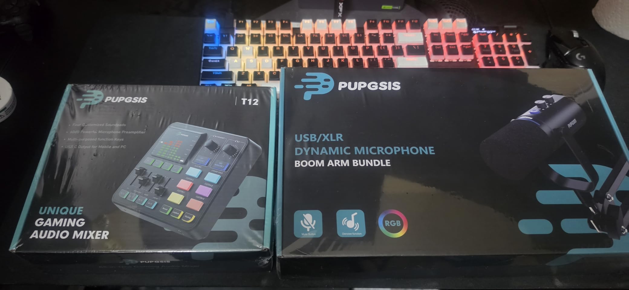 Pupgsis Gaming Audio Mixer, Audio Interface for pc, 1/4