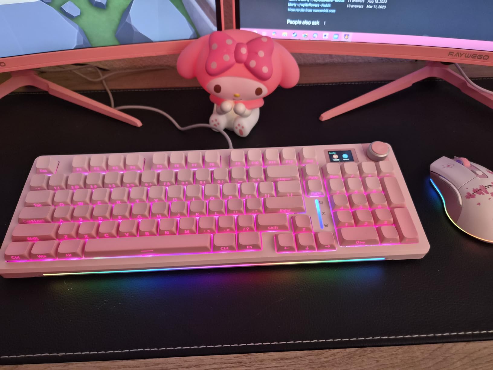 AULA S98 Pro Wireless Mechanical Keyboard with Screen & Knob, 2.4GHz/USB-C/BT5.0 Hot Swappable Pink Creamy Keyboard, Pre-lubed Linear Switches, Side Printed PBT Keycaps, RGB Backlit Gaming Keyboards customer photo 2