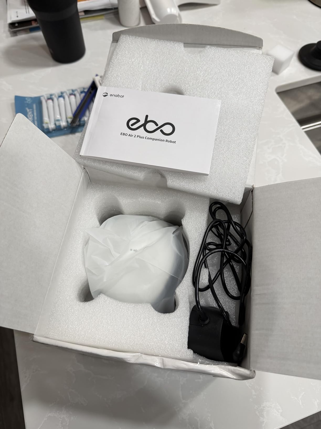 Enabot EBO Air 2 Plus FamilyBot 3K Home Camera Robot: Indoor Camera, Movable Robot Companion, 2-Way Video, AI Chat Mode, Auto-Recharge, Long Battery Life, Custom Facial Image, Night Vision customer photo 1