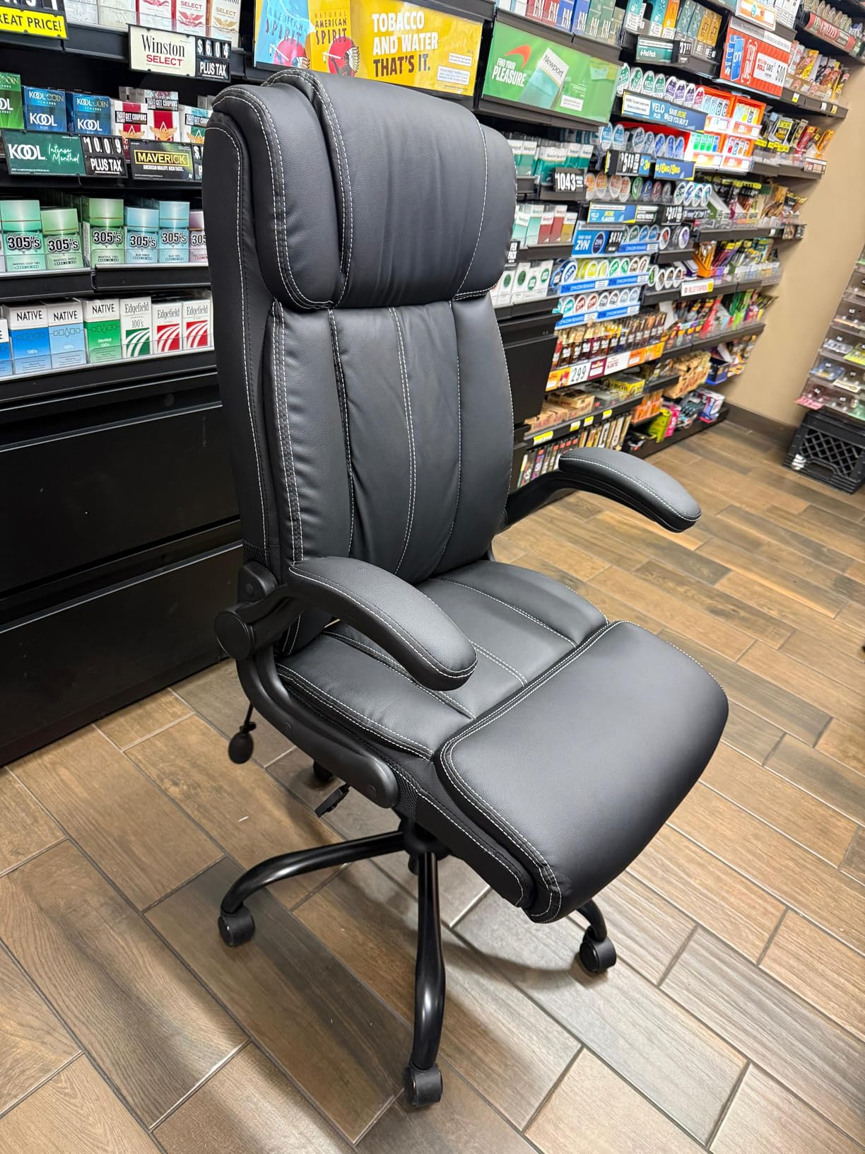Ergonomic Office Chair - Desk Computer Chair, Leather High Back Executive Chair with Adjustable Lumbar Support & Flip Up Arms, Rocking Function customer photo 2