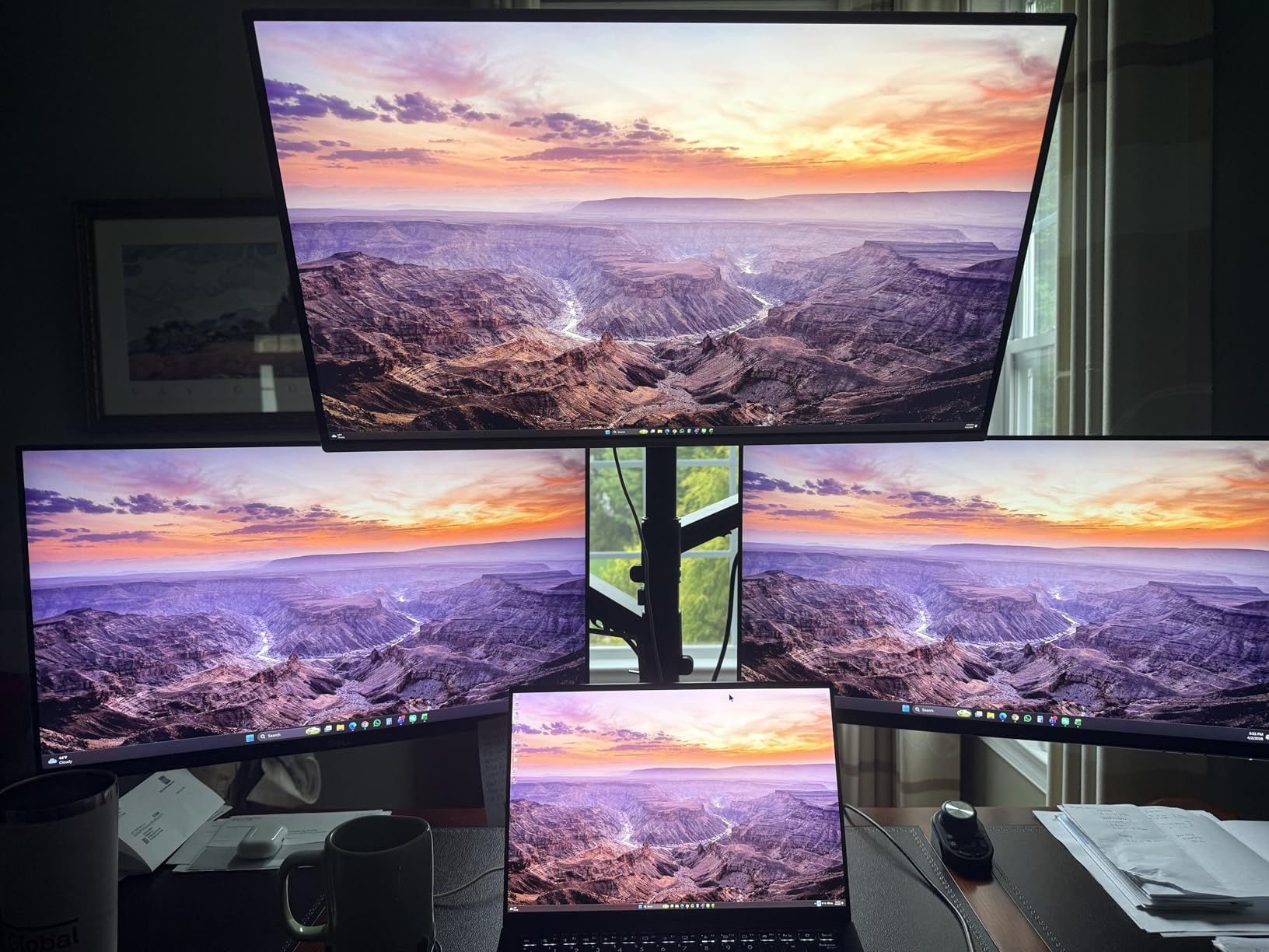 Triple Monitor Mount for up to 35-inch Screens - Heavy Duty Ultrawide Stand with Fully Adjustable, 12kg Gas Spring Arm (Each), VESA 75x75/100x100 mm, Black customer photo 2