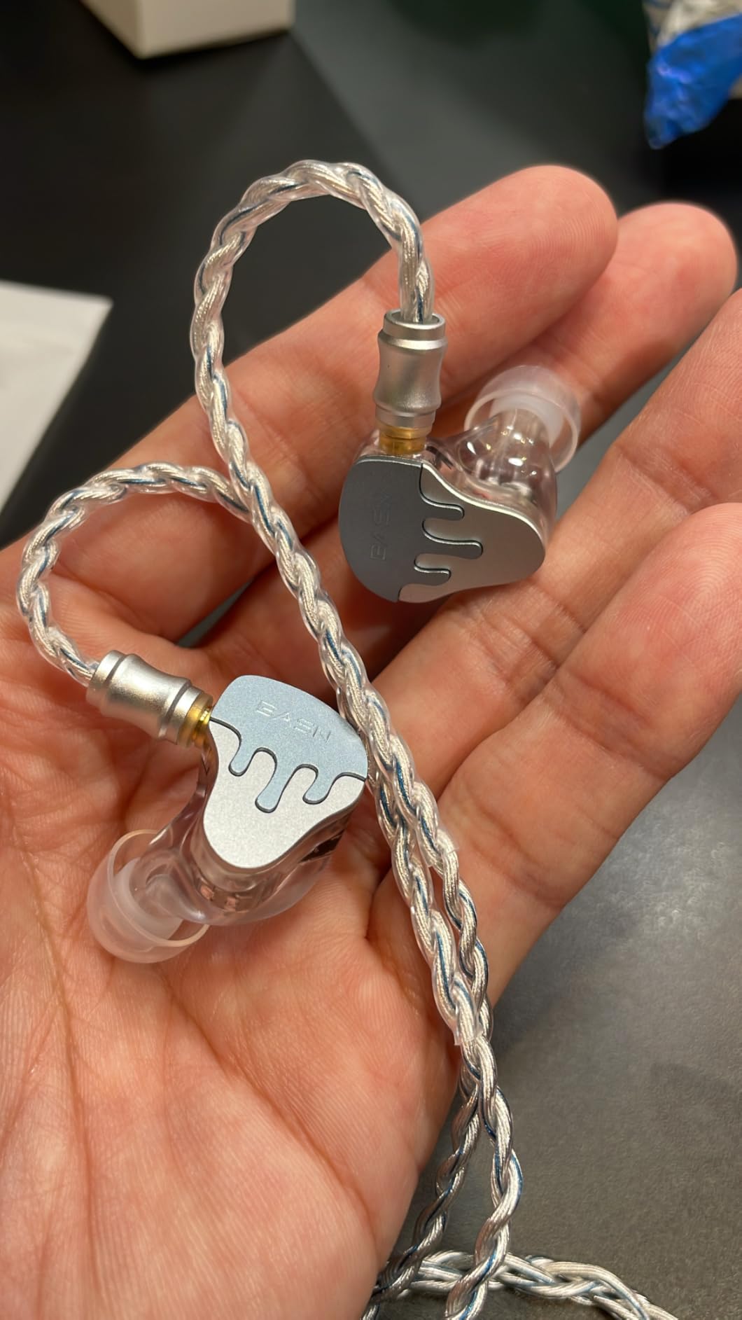 BASN BmasterX in Ear Audio Monitor, Hybrid 6 Drivers IEM Earphones with Crystal Clear Sound, Detachable Cable Plus Carrying Case Fit Kit for Musician, Stage, Studio (3.5mm & 4.4mm Jack, Blue/White) customer photo 1
