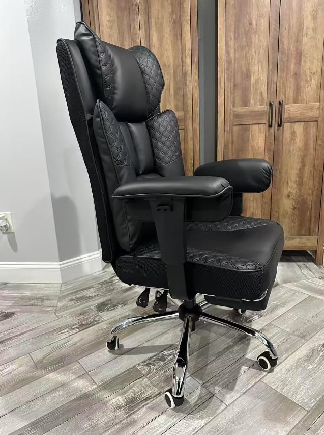 GTPLAYER Big and Tall Office Chair Wide Ergonomic Gaming Chair with Deluxe Embossing Designed Leather with Foot Rest,150°Reclining Adjustable Soft Armrests Pocket Spring Back Support and Pillow customer photo 2