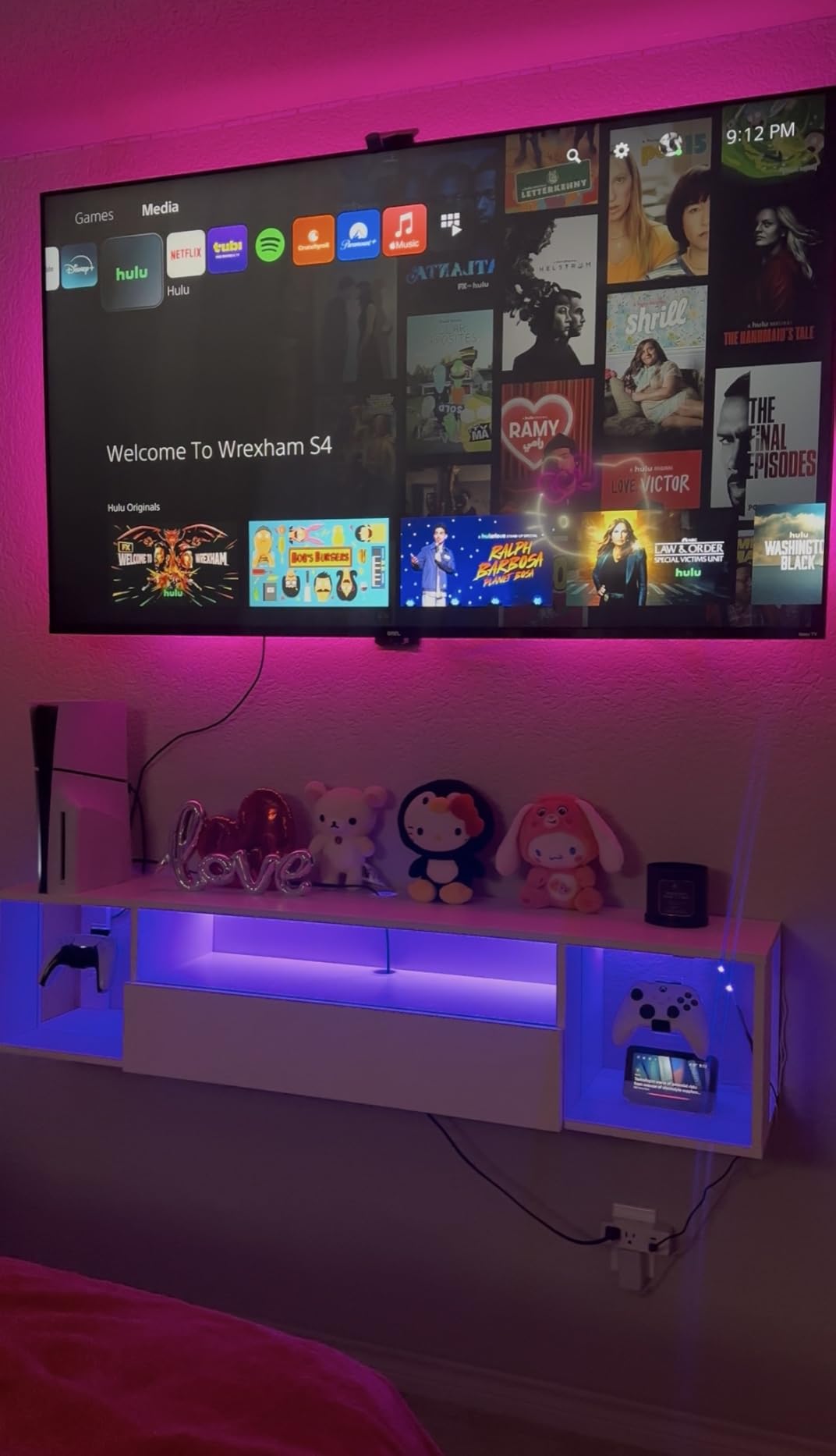 SogesPower Floating TV Stand Wall Mounted with Lights, LED TV Stand Floating Entertainment Center with Storage for Bedroom Living Room, Modern Floating Shelf for Under TV, Black 55inch customer photo 1