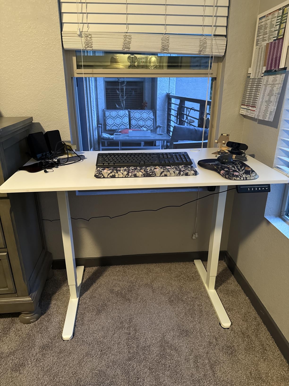 Furmax Electric Standing Desk, 45 x 24 Inches Sit Stand up Desk, Sit Stand Height Adjustable Home Office Desk with 4 Height Position Memory - with Splice Board (Rustic Brown, 45) customer photo 1