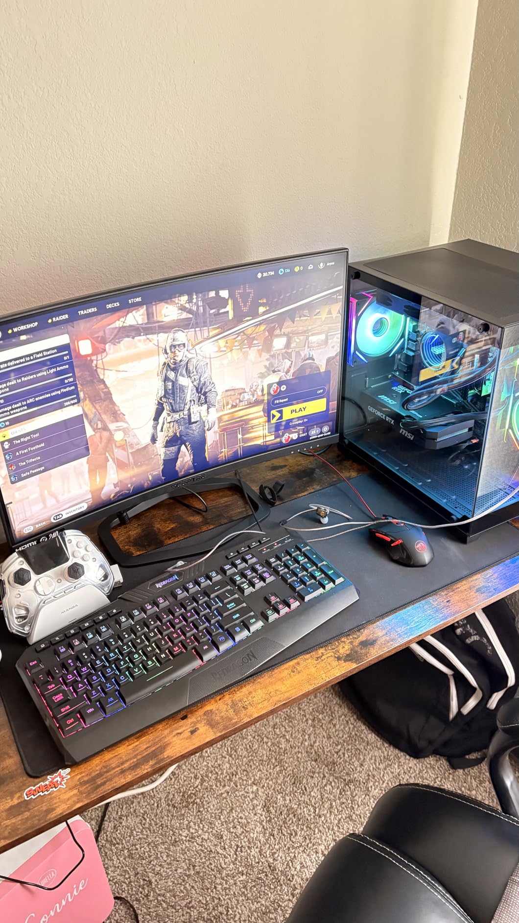 YAWYORE Gaming PC Desktop Computer, AMD Ryzen 7 5700X, GeForce RTX 5060, 32GB DDR4 RAM, 1TB M.2 NVMe SSD, 240 Liquid Cooler, ARGB Fans, WiFi+BT, for Game Design and Office customer photo 1