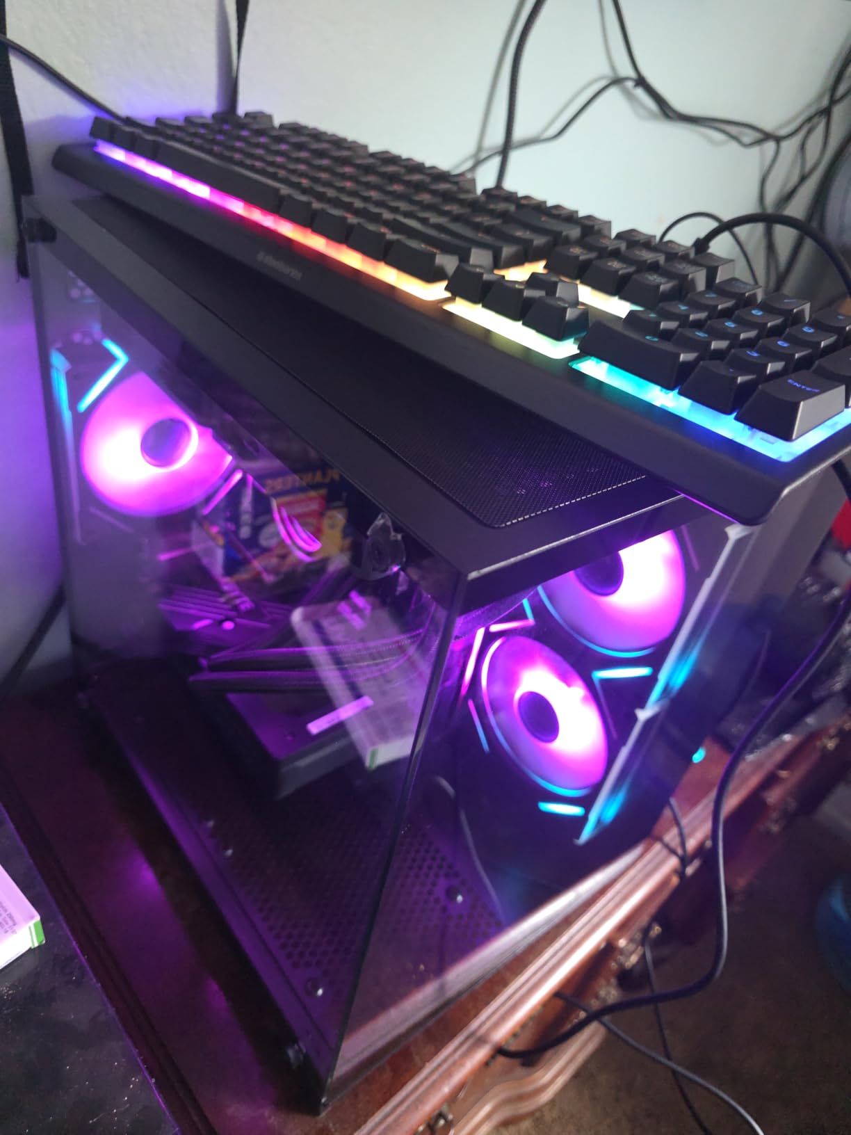 YAWYORE Gaming PC Desktop Computer, AMD Ryzen 7 5700X, GeForce RTX 5060, 32GB DDR4 RAM, 1TB M.2 NVMe SSD, 240 Liquid Cooler, ARGB Fans, WiFi+BT, for Game Design and Office customer photo 2