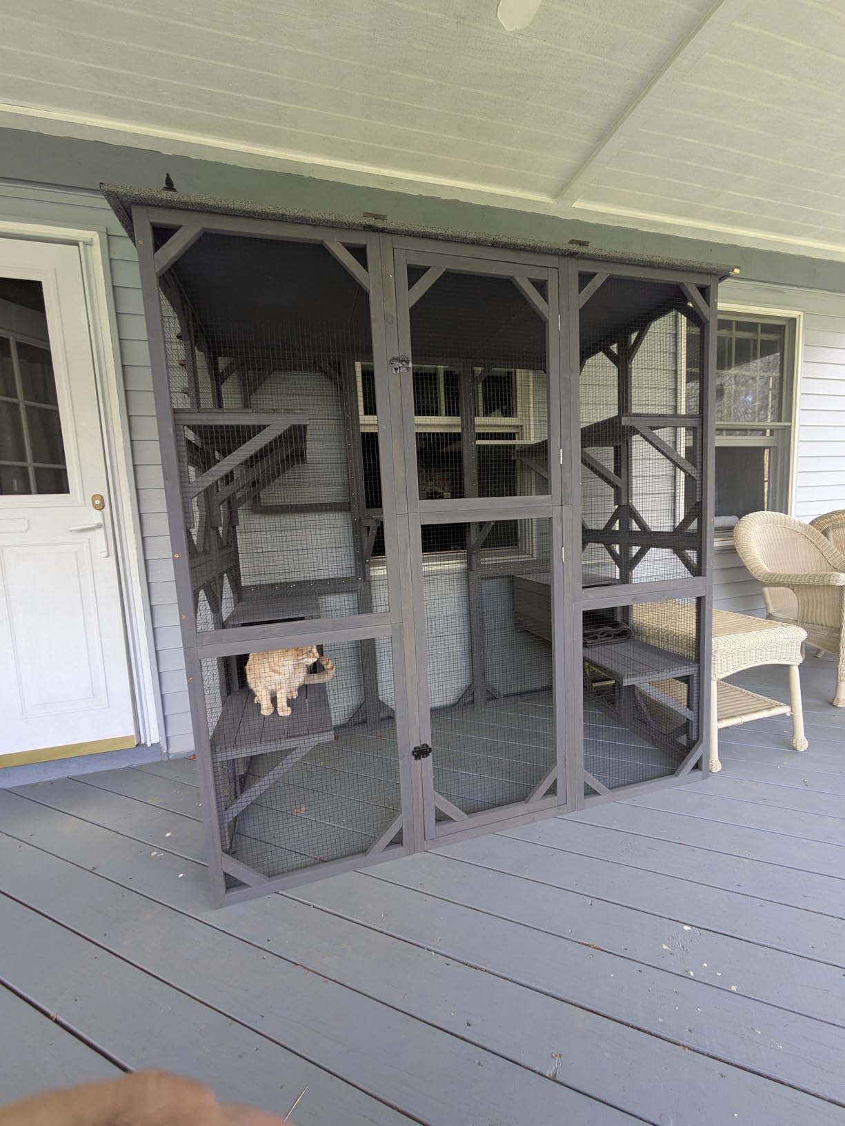 Aivituvin Catio Outdoor Cat Enclosure with Scratch Post, Hammock, Large Window Cat House for 2-6 Mulitiple Cats Walk in Kitty Cage with Tarp Roof 70