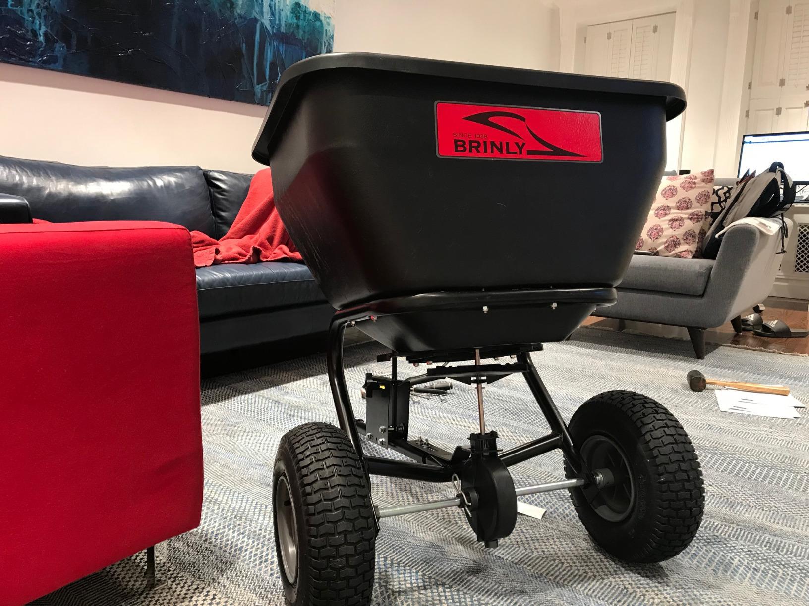 Brinly BS36BH-A Tow Behind Broadcast Spreader with Universal Hitch, 175 lb.+ -Flat Black customer photo 1