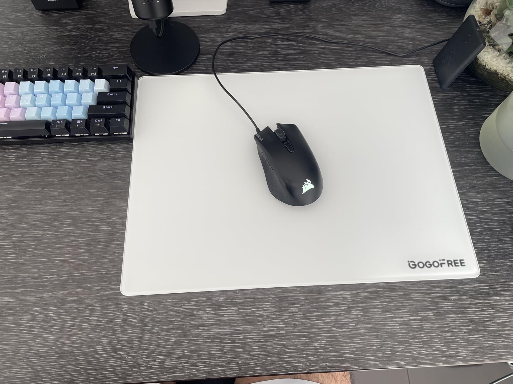 Glass Gaming Mouse Pad, Professional Esport Tempered Glass Mouse Pad Ultra-Smooth Micro-Etched Surface for Top Speed and Control, Hard Mousepad Black (15.7'' x 11.8'') customer photo 1