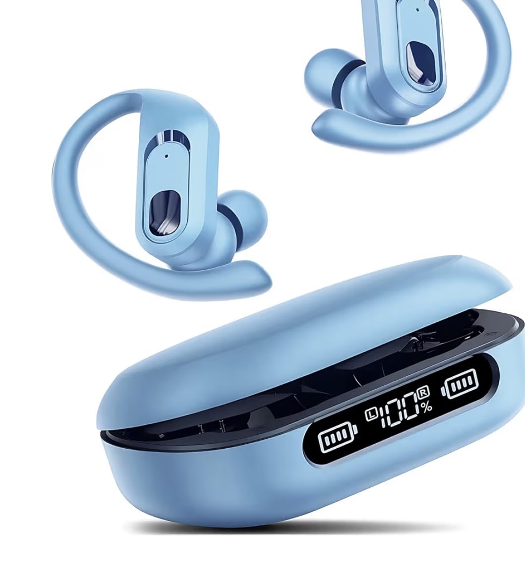 occiam Active Noise Cancelling Earbuds Wireless Bluetooth Headphones Ear Buds 90Hrs Playback Stereo Bass Earphones with Mic Over-Ear Hooks IPX7 Waterproof Headset for Work Sports Running Gym customer photo 2