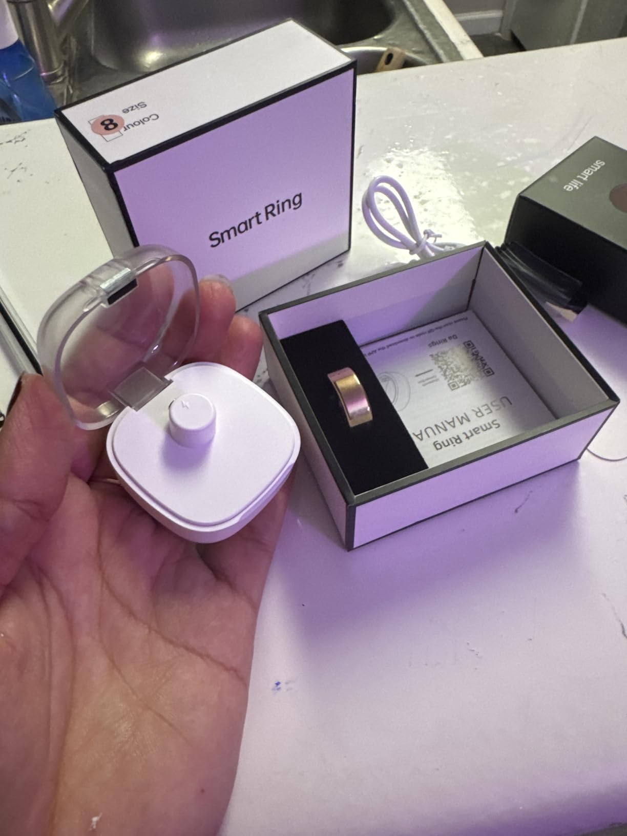 Smart Health Ring, Featuring Stress and Sleep Monitoring Functions, Compatible with iOS and Android, Waterproof Fitness Tracker for Women & Men, No Subscription Fee. (Silver, 8) customer photo 2