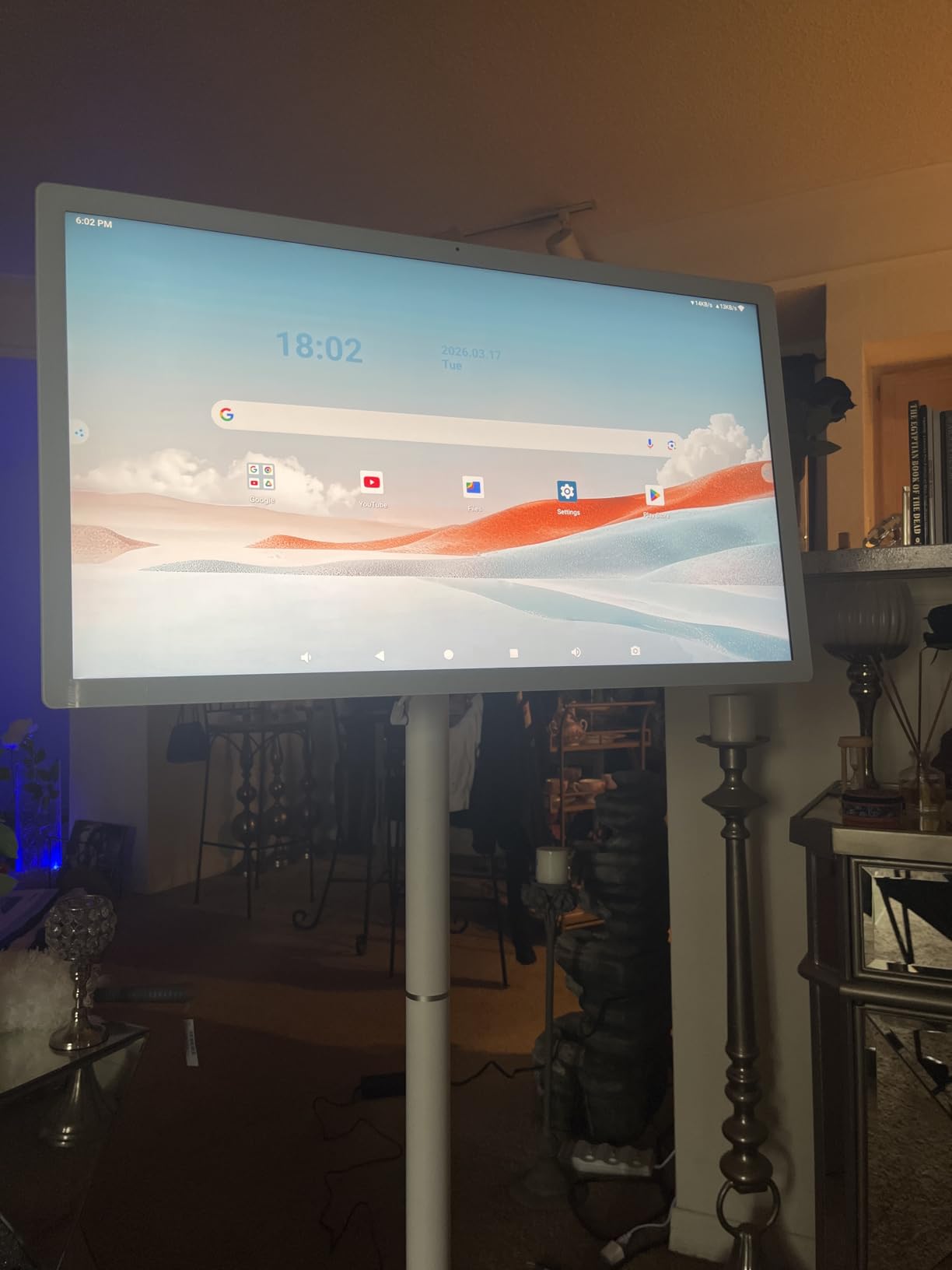 32 Inch UHD 4K Portable Smart TV on Wheels, Qualcomm Snapdragon 710 CPU, Built-in 8-10H Battery, 8+128GB, Android 14 OS Touch Screen Monitor, 8MP Camera, Full Swivel Rotation customer photo 1