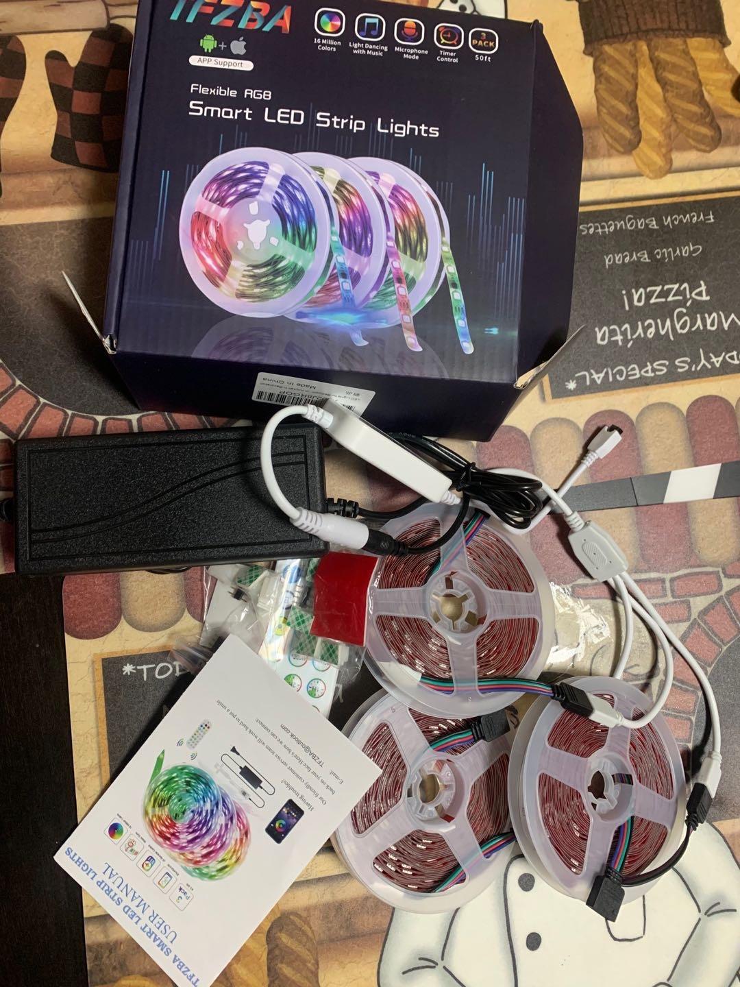 Smart IC RGB LED Strip Lights 50FT, Segmented DIY Color Changing, Rainbow Chasing Effects, WiFi App/Voice Control, Music Sync, Works with Alexa & Google Assistant, LED Lights for Bedroom Decor customer photo 1