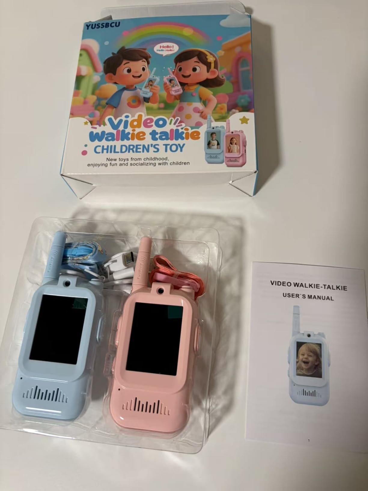 Video Walkie Talkies for Kids, Handheld 2 Pack Rechargeable Video Intercom Kids Walkies Talkies, Indoor Outdoor Toys for Family Games, Outside, Camping, Hiking customer photo 1