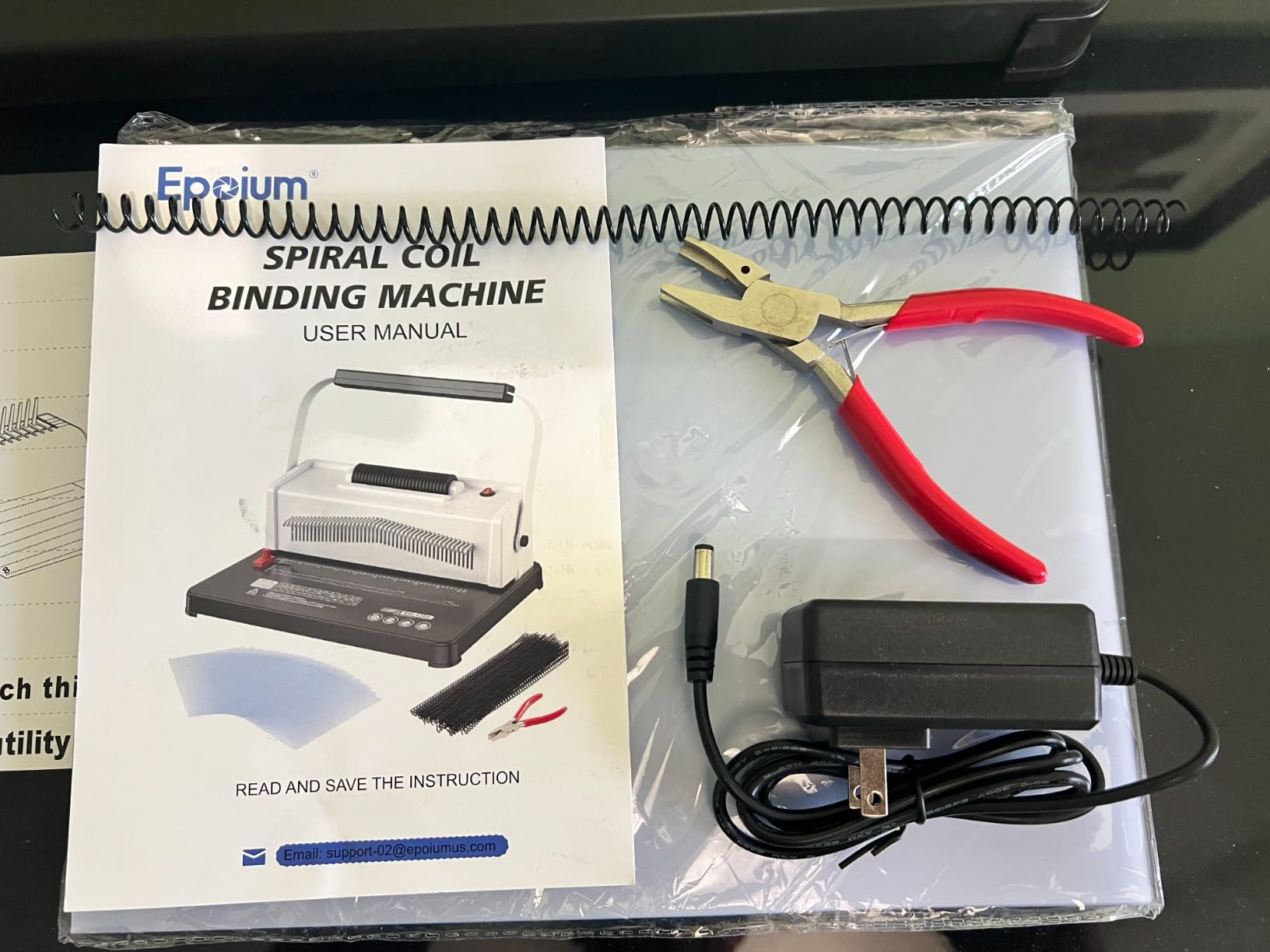 Spiral Coil Binding Machine: Homeschool Manual 46 Hole Puncher Spiral Binder with Electric Coil Inserter, Professional & Customizable Binding for Book Press, Paper, Binder Book, Notebook, White customer photo 1